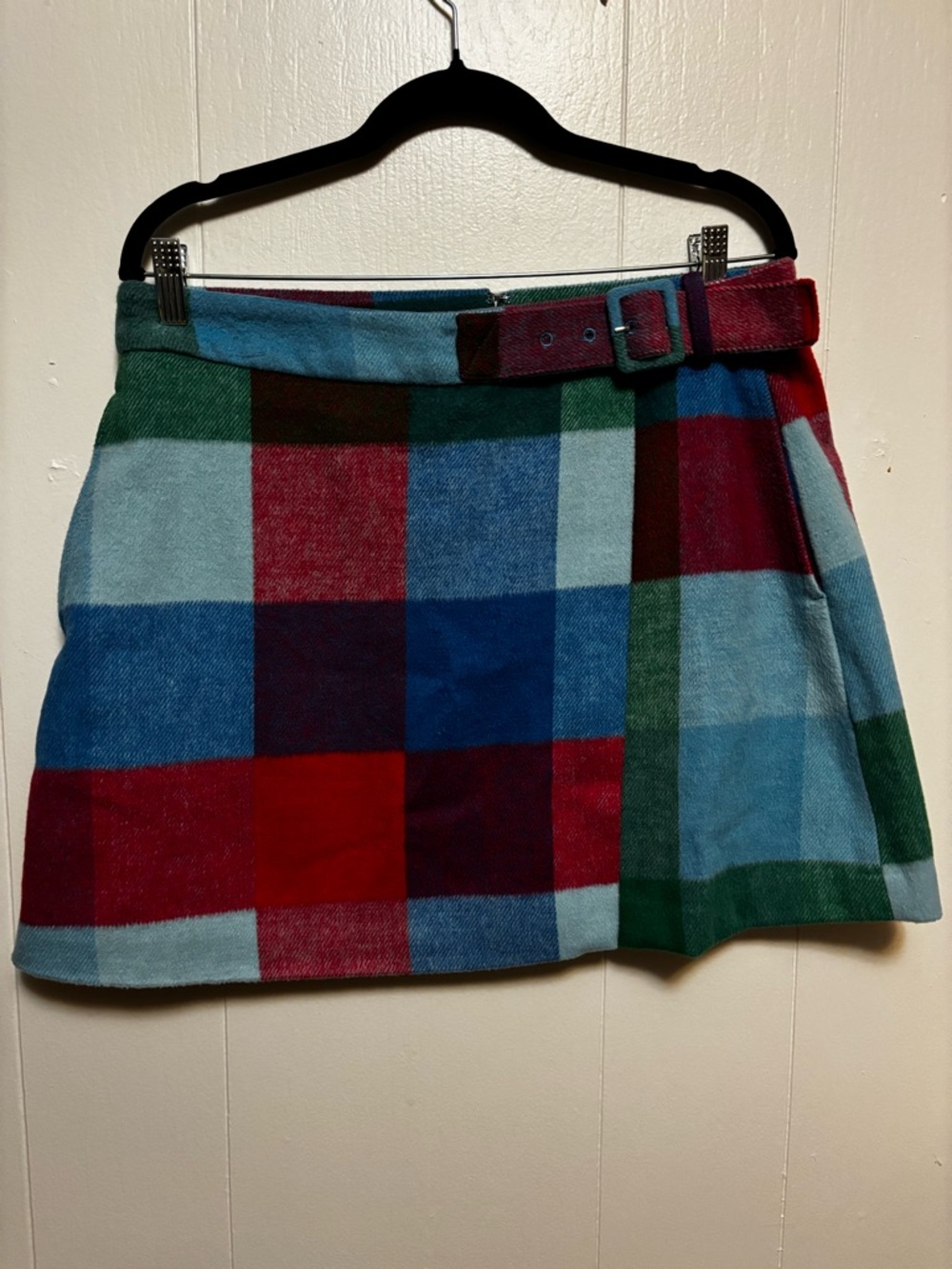 Plaid Mini Skirt with Belt - Multi